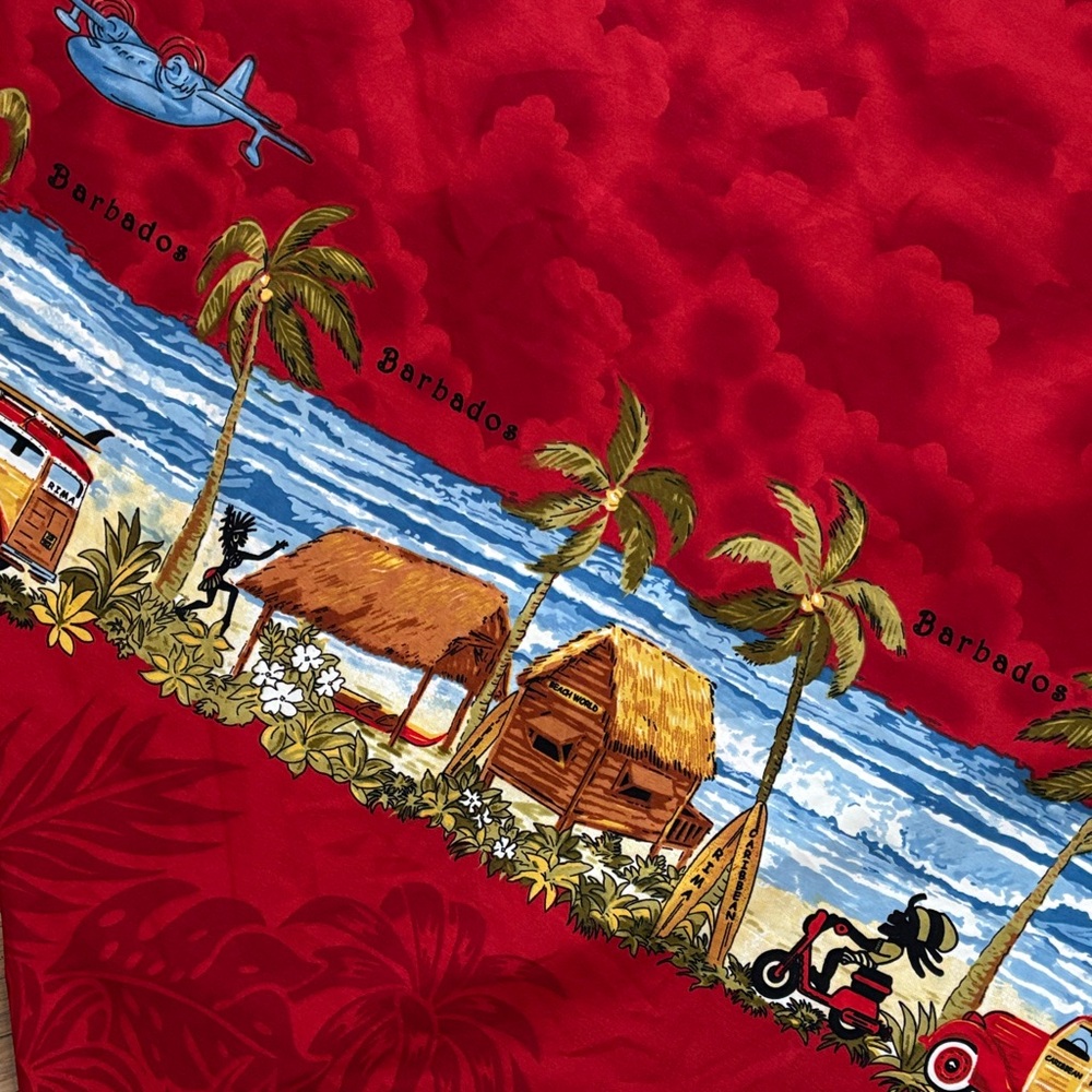 Rima Beachworld Beach Wear Dress Barbados Red Graphic Print Dress Size XL